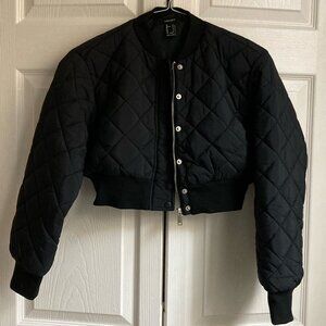 quilted cropped bomber